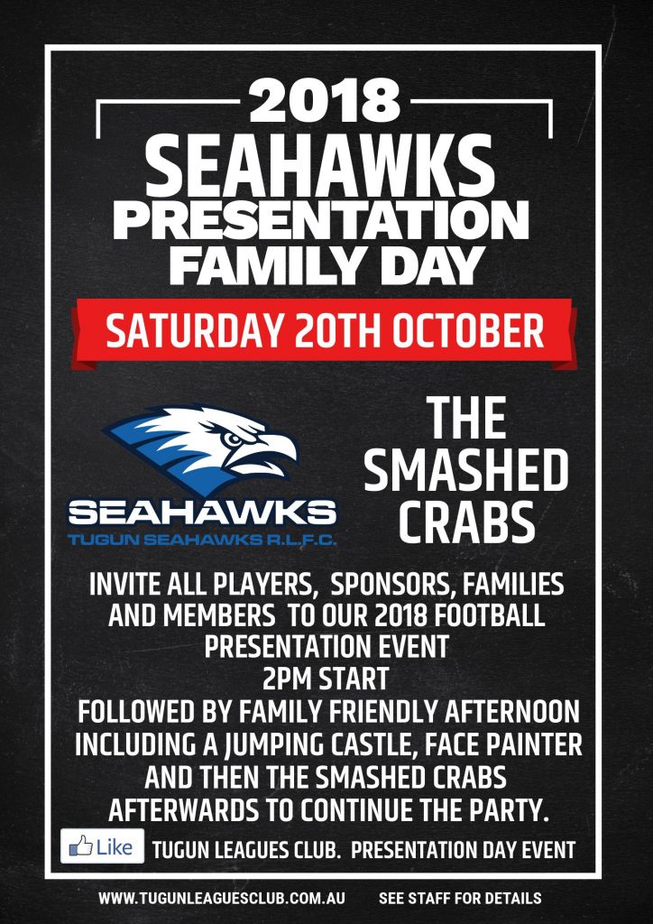 2018 Seahawks Presentation Family Day – Saturday 20th October