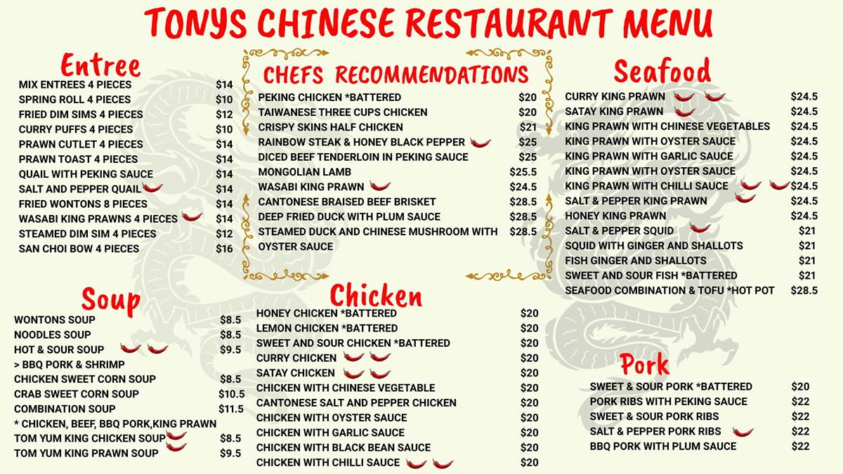 Tonys menu 1 2026